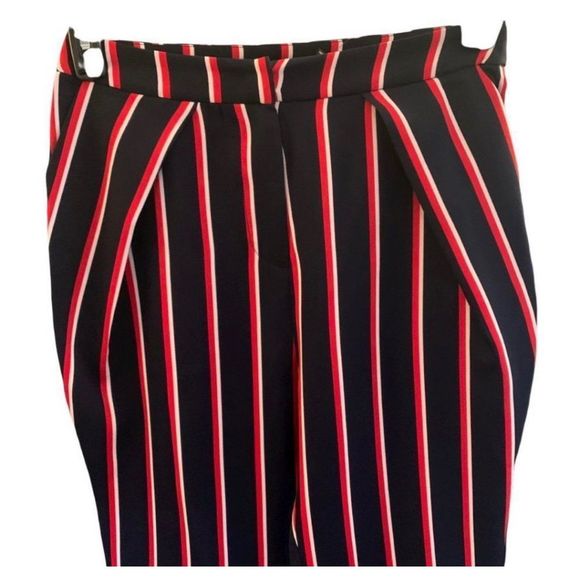 Ark & Co Red and Black Stylish Striped Women's Pleated Pants NWT Womens Sz Small - Picture 2 of 11